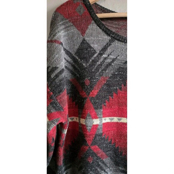 Denim & Supply Ralph Lauren Sweater Womens Large Red Aztec Western Southwestern - Picture 3 of 7